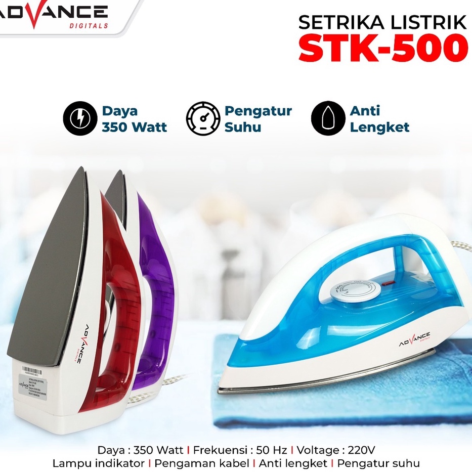 Advance Setrika Listrik Anti Lengket STK-500 Hemat Listrik 350 Watt