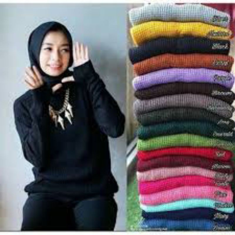 Sweater rajut roundhand warna hitam (bahan tidak terlalu tebal)