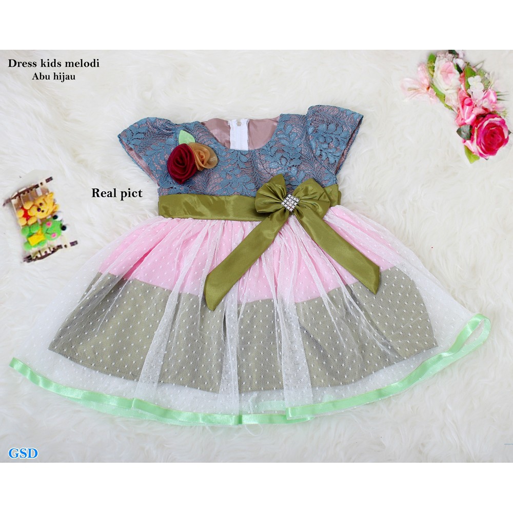 Dress Kids Melodi/Gaun Pesta Anak/Terusan Casual Midi Mini Dress Anak Premium/Baju Anak Import Murah