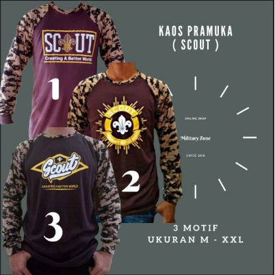 BAJU KAOS LENGAN PANJANG LORENG PRAMUKA SABLON