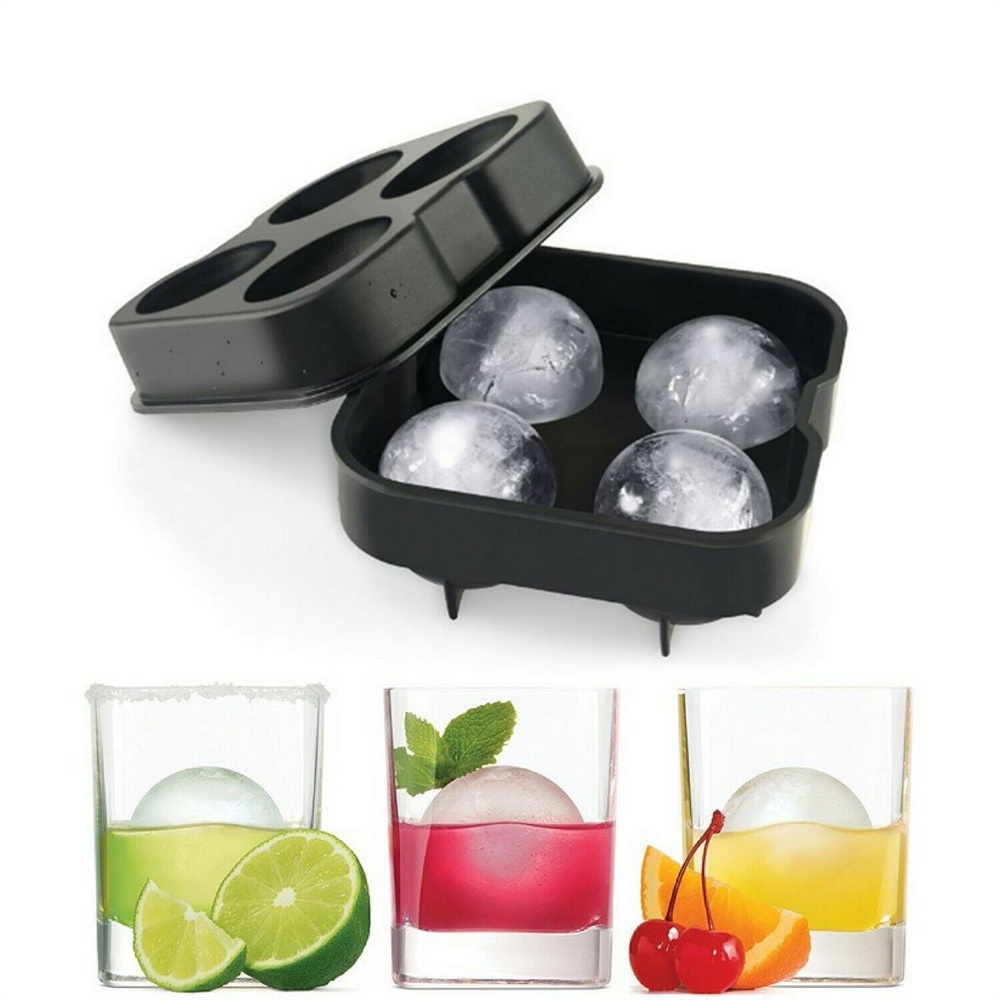 【COD Tangding】Fridge Black Square Round Ice Ball Box Silica Gel Mold for Summer Drink Mold