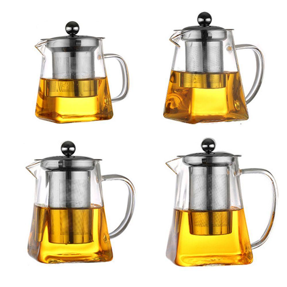 [Elegan] Teko Teh Transparan Tahan Panas Daun Kopi Stainless Steel Tea Strainers Kettle