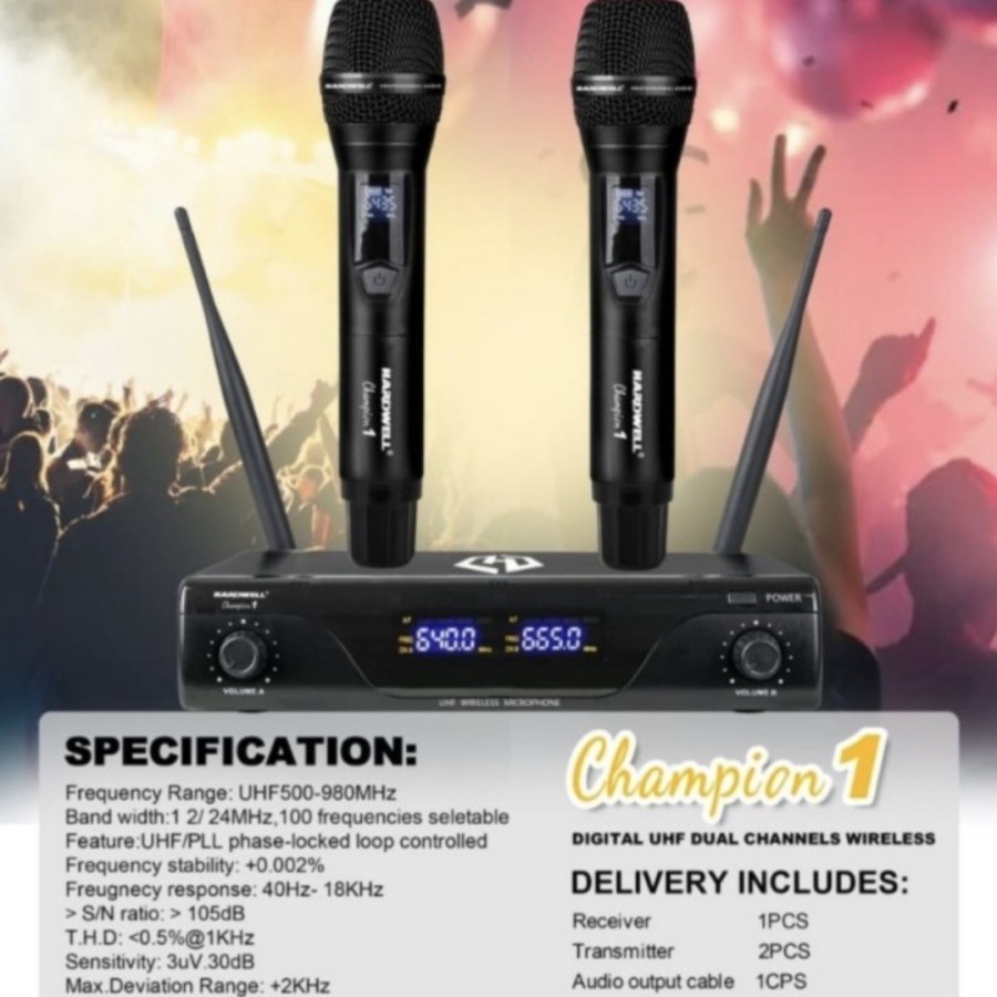 Mic wireless Hardwell Champion1 pp Microphone champion 1 Handle ori