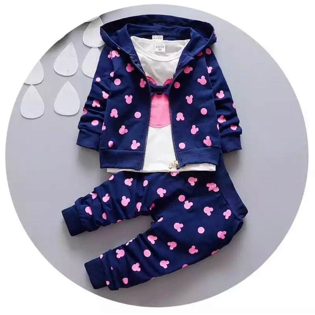 SETELAN JAKET 3 IN 1 BAYI ANAK WANITA MOTIF MOUSE SIZE 1-5 TAHUN BAHAN BABYTERRY LEMBUT/ SETELAN JAKET 3 IN 1 BAYI ANAK PEREMPUAN/ SETELAN JAKET 3 IN 1 BAYI ANAK CEWE/ SETELAN JAKET 3 IN 1 BAYI ANAK PEREMPUAN MOTIF MOUSE PINK