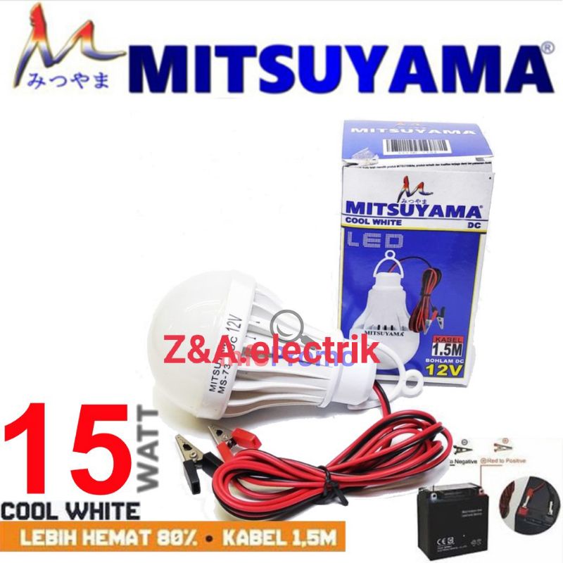 Lampu Bohlam LED 12V MS-7315DC MITSUYAMA 15w + kabel 1,5