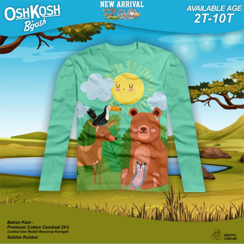 Kaos Anak Lengan Panjang Laki laki ZOO SERIES Kaos Anak Laki laki motif Binatang