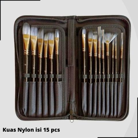 

Seamiart 15 Pcs Kuas Lukis Nylon Dengan Kanvas Bag Untuk Seniman.