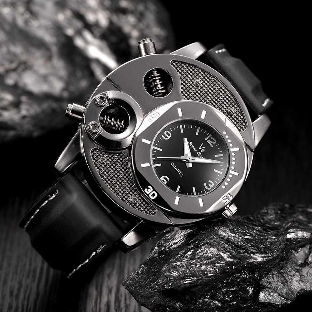 Super Speed Jam Tangan Analog Luxury Quartz - V8 [Hitam]