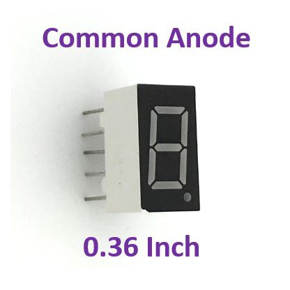 1 DIGIT 7 SEGMENT 0.36 INCH COMMON ANODE RED 1 BIT SEVEN SEGMENT 0.36" ANODA
