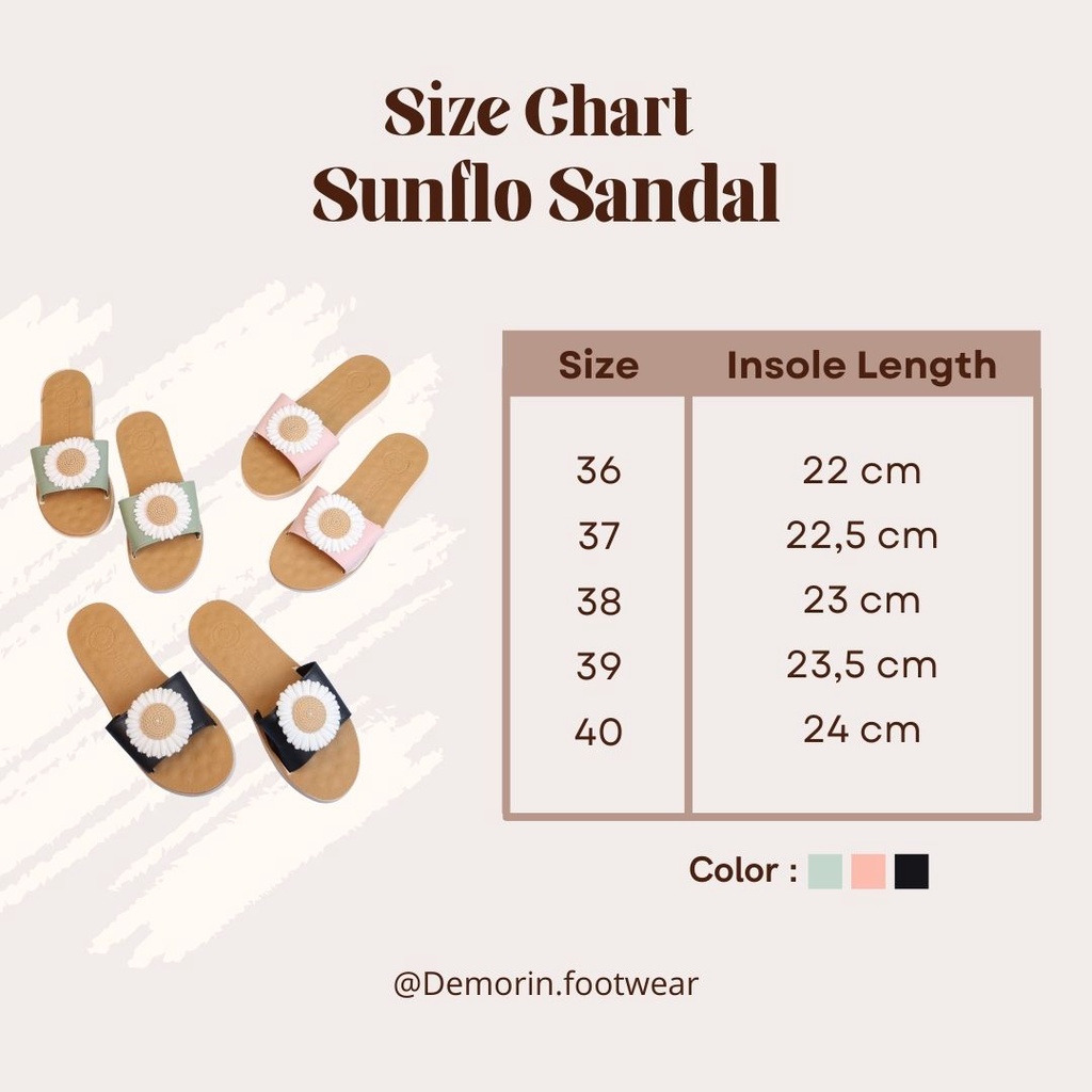 Sunflo Sandal Selop Wanita Slip On Teplek Bunga Matahari- Demorin Shoes