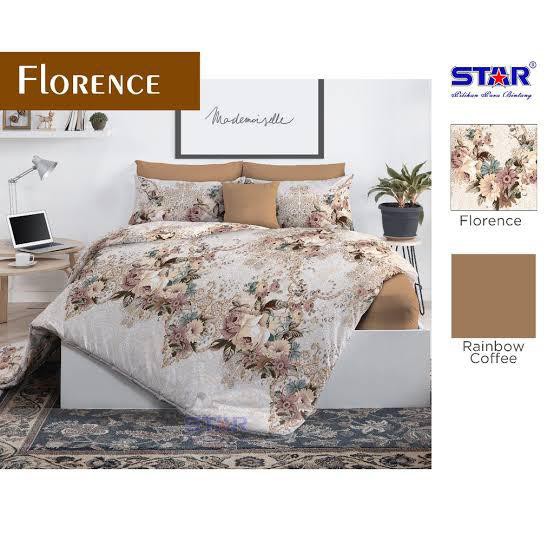 Bahan kain sprei meteran katun lokal CVC Star motif bunga vintage Florence