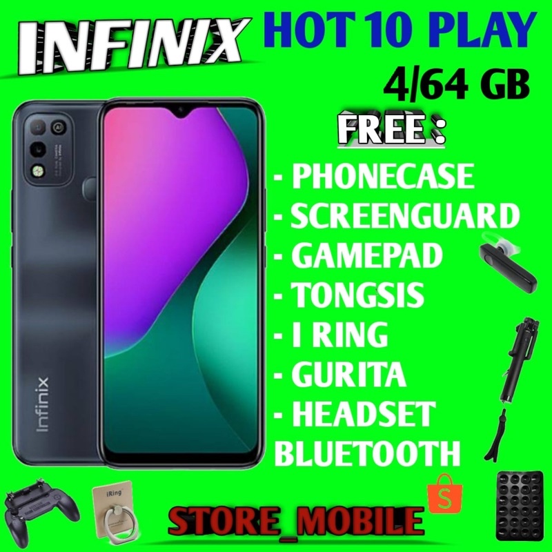 INFINIX HOT 10 PLAY 4/64 RAM 4GB ROM 64GB GARANSI RESMI