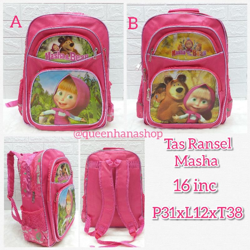 Tas Ransel Masha And The Bear / Tas Ransel Anak Sekolah SD 16inci