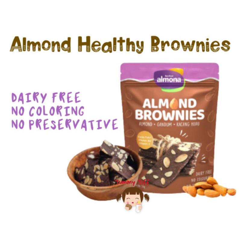 Almona Almond Brownies 50gr - Snack Sehat - Dairy Free - No Preservative - No Coloring lemonilo