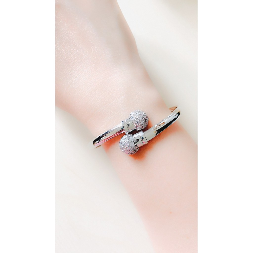 Gelang Wanita Model Bulat Full Zirconia Silver Xuping