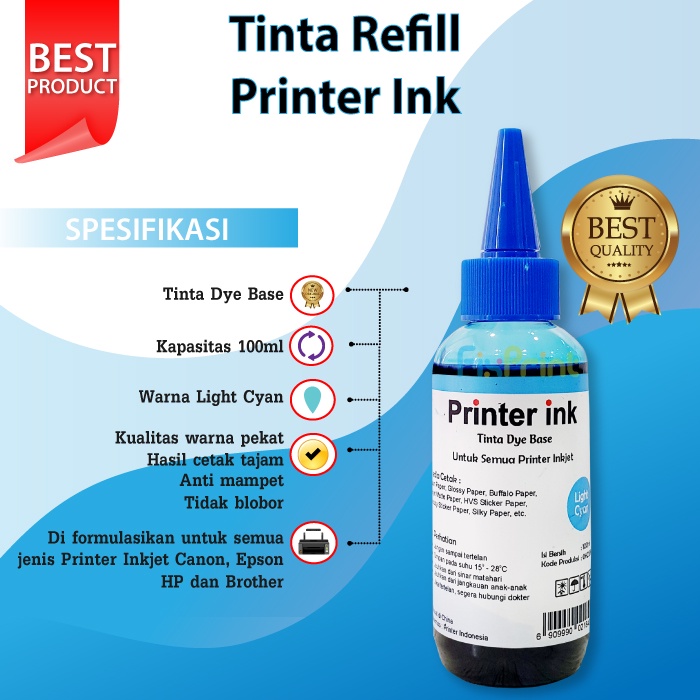 Tinta Printer Universal Ink 100ml Dye Base Refill Cartridge Canon XP 2135 2676 2335 2336 2337 Epson