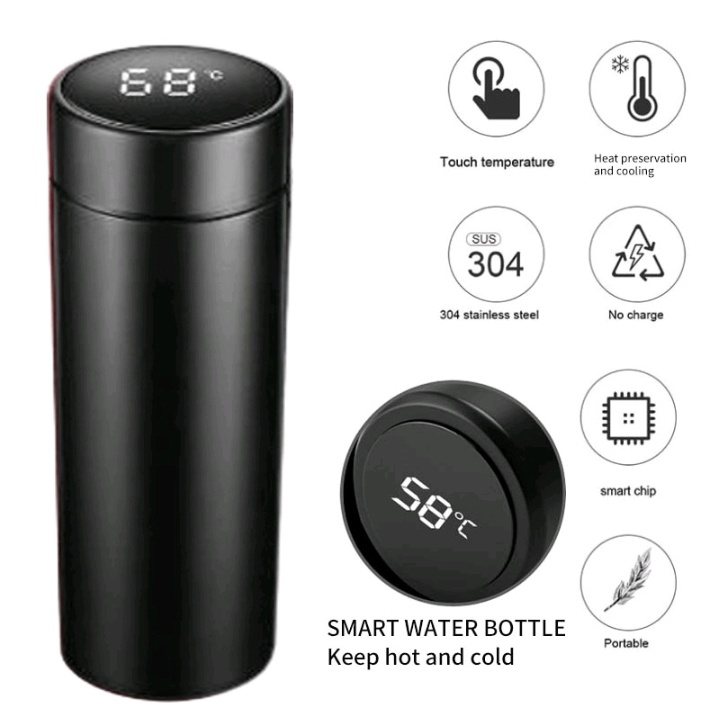 Thermos Air Panas Mini stenlis 500ml LED Display Suhu Temperatur-Termos Air Panas 500ml stainless -Smart Termos Layar