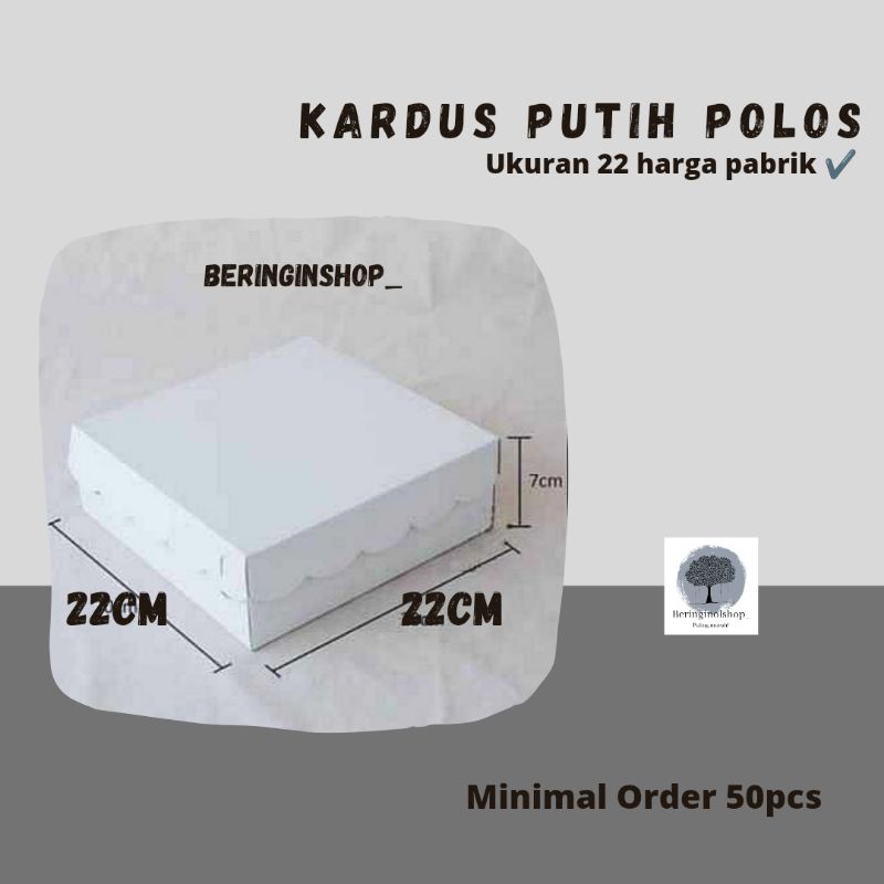 Kardus Putih Polos | Box Nasi | Kotak Makan No. 22 Ukuran 22x22x7 cm