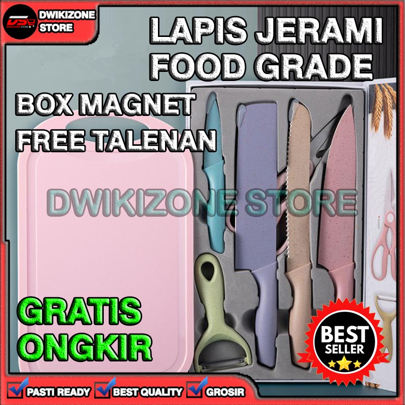 [100% ORIGINAL] PISAU 6 SET JERAMI STAINLESS STEEL BOX MAGNET TALENAN WHEAT FOOD GRADE BESI