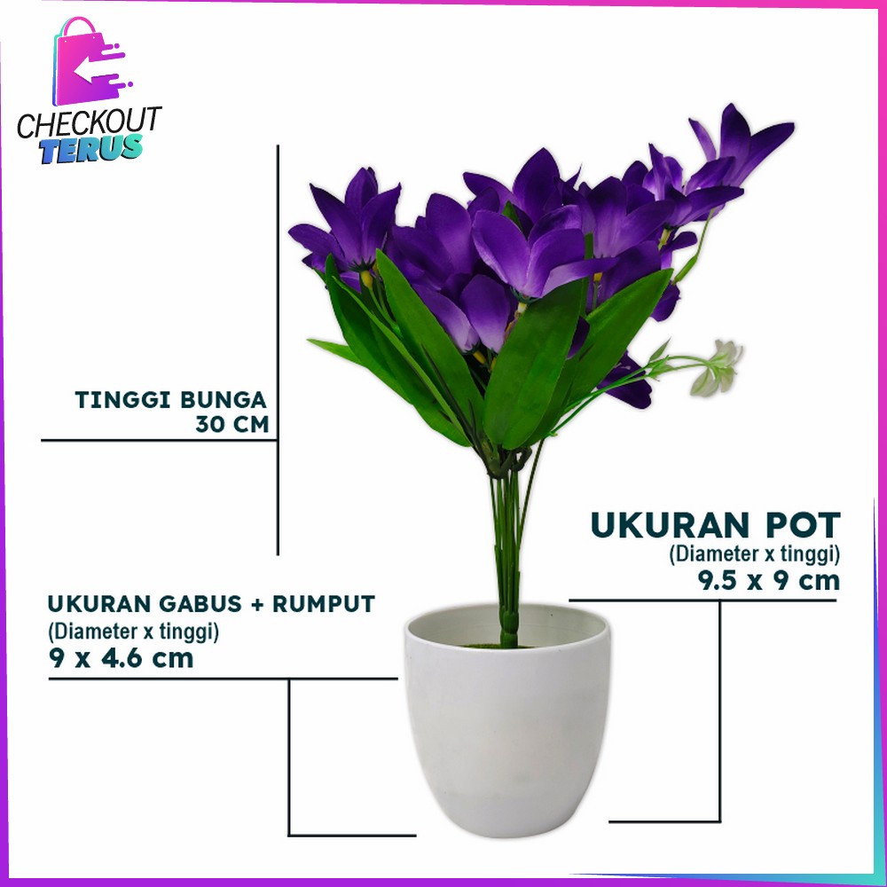 CT C548 Pot Bunga Hias Ornamen Bunga Lily Artificial Dekorasi Rumah Hiasan Pajangan Bunga Hias Plastik