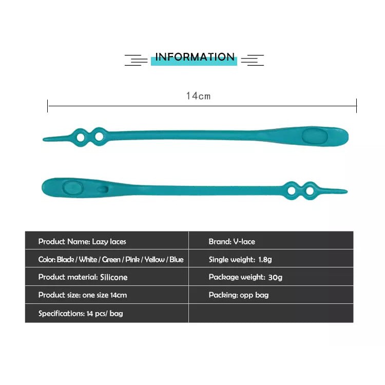 ORIGINAL VTIE SHOE LACE TALI SEPATU KEKINIAN BAHAN SILICON ISI 14PCS TALI SEPATU FASHION