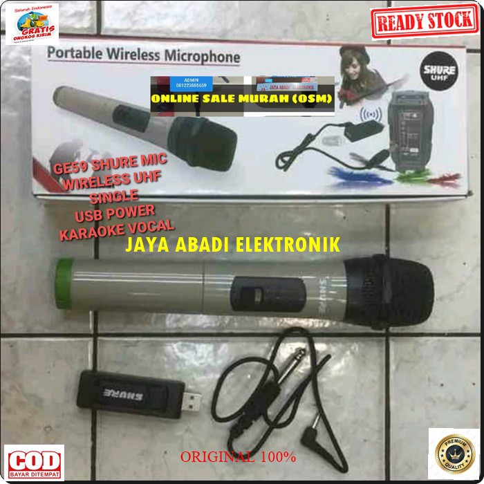 G59 SHURE MIC MIKROPHONE WIRELES WIRELESS UHF SINGLE POFESIONAL PRO VOCAL HANDHELD TUNGGAL MIKROPHONE KARAOKE AUDIO SOUND SYSTEM PANGGUNG DJ STUDIO BIDA DIGUNAKAN SEGALA AUDIO DAN JUGA BISA BUAT YOUTUBER TINGGAL PASANG SPLITTER SUARA BAGUS DAN JERNIH