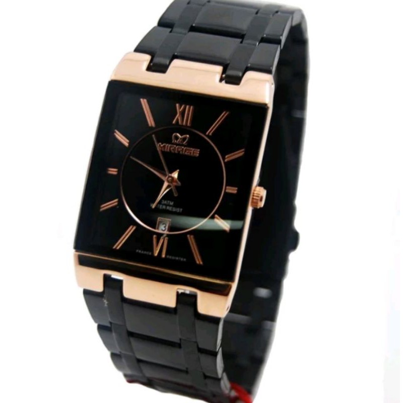 jam tangan pria;MIRAGE M7908Lsegi hitam rosegold~ORIGINAL WATER RESISTANT~TGL~STAINLEES