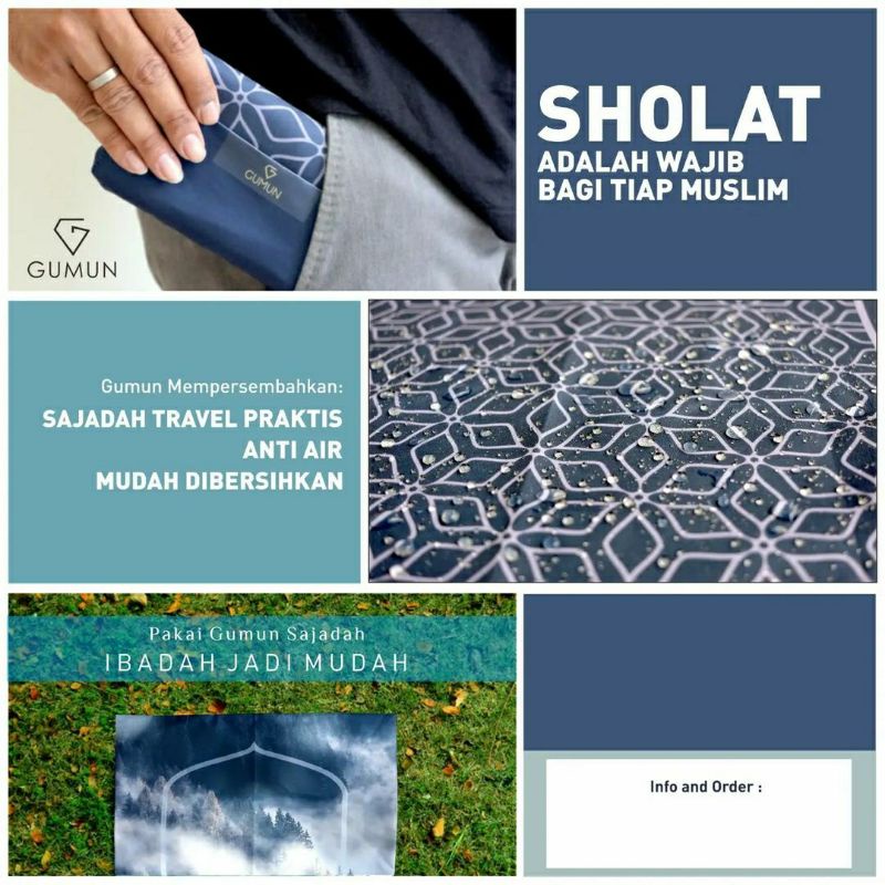 Sejadah gumun travel/sejadah traveling/waterproof/pocket dan praktis