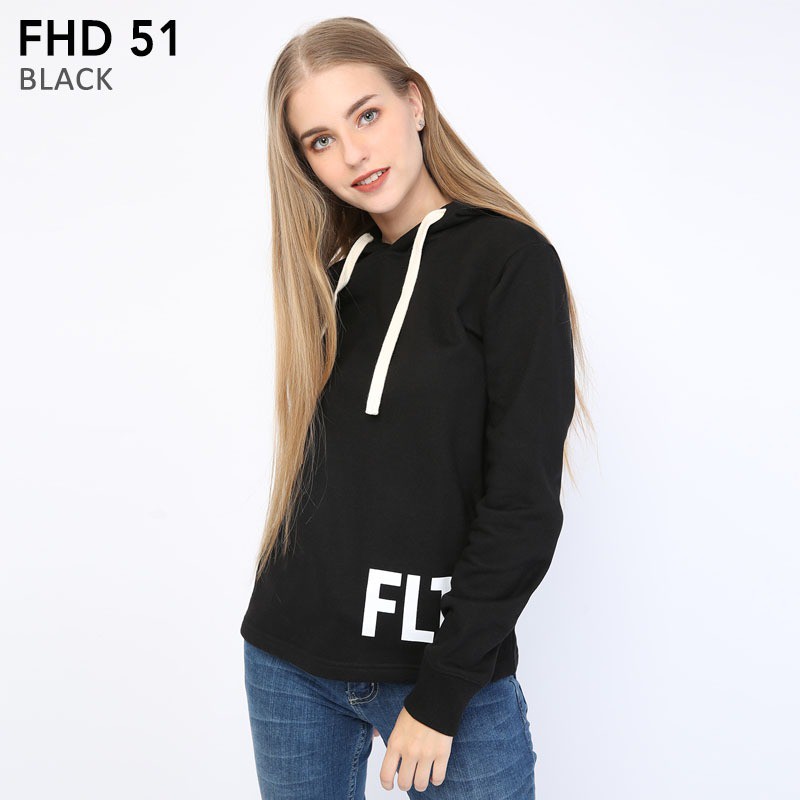 Feltics Hoodie Warna Hitam Polos Motif Under Side Logo FLTS