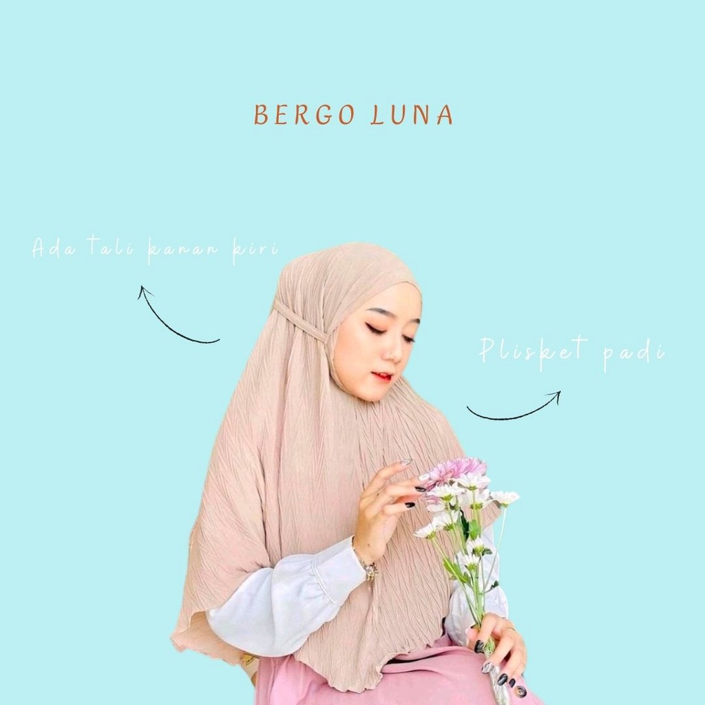 Luna hijab bergo plisket padi bergo maryam plisket full diamond