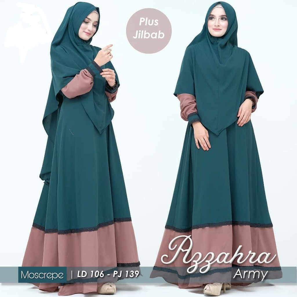 Bisa COD M. L. XL. XXL. XXXL / baju gamis syari murah / GAMIS TERBARU / AZZAHRA SET  HIJAB