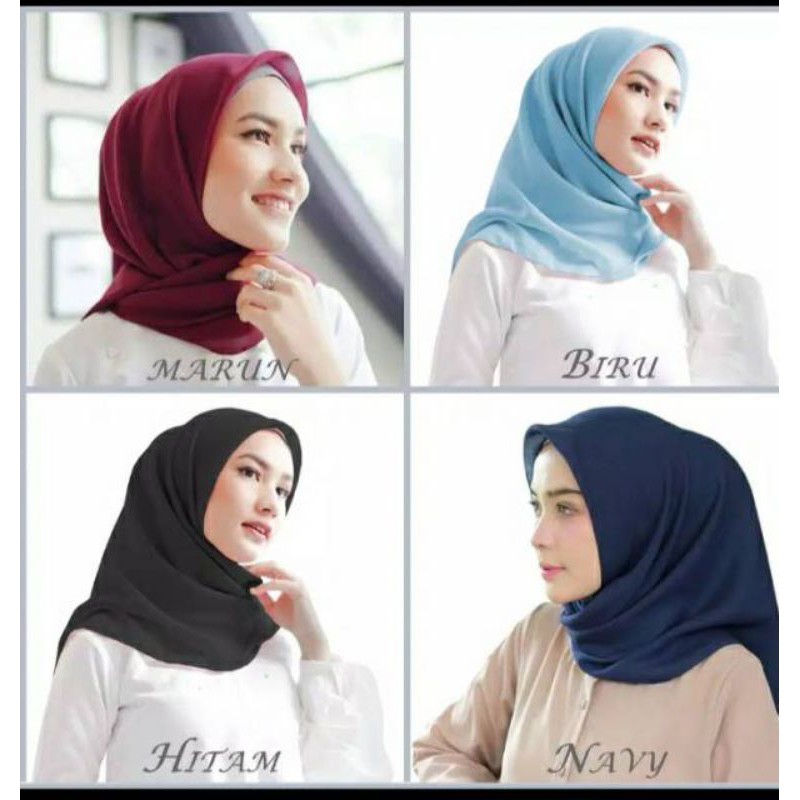 kerudung segi empat polos paris red rose