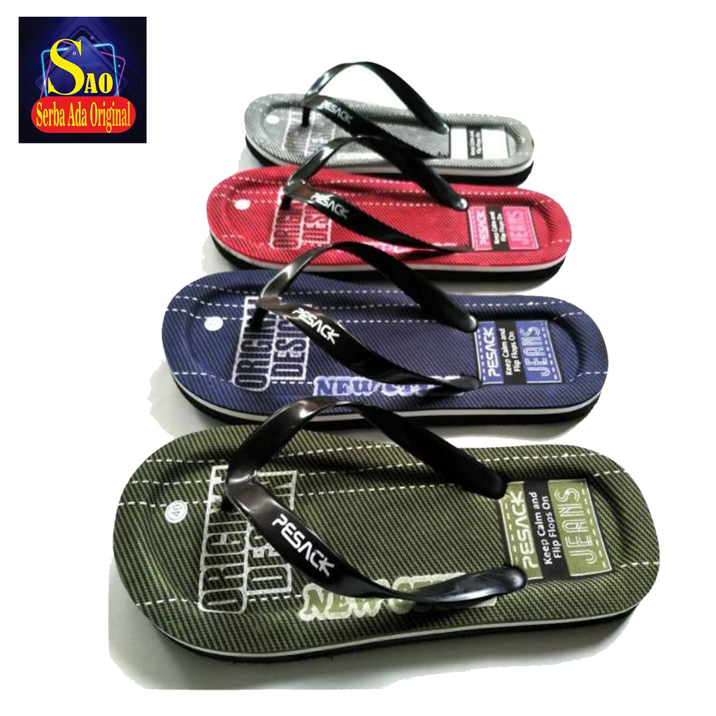 Sandal Kasual Pria Motif Jeans