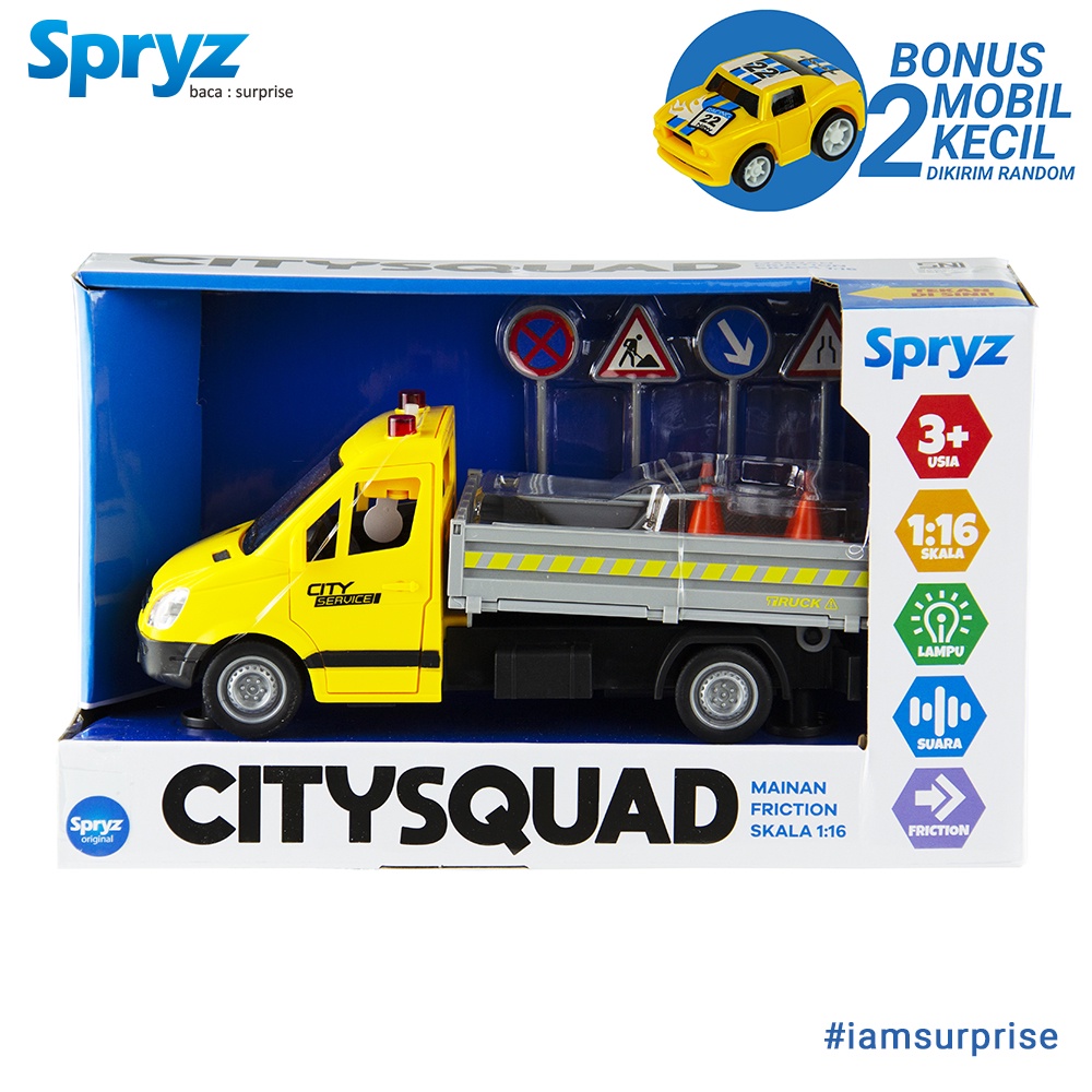 Spryz Citysquad NEW 1:16 Mobil Pemadam &amp; Reparasi Jalan Friction Suara &amp; Lampu