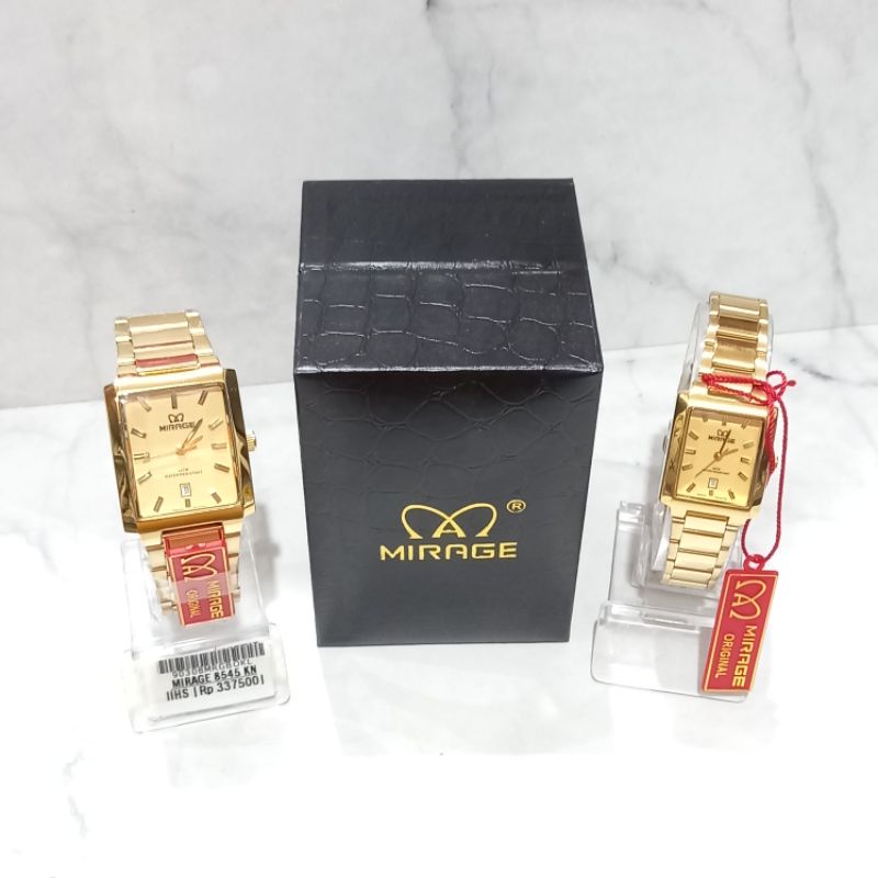 (Toko Ricoh) Jam Tangan Couple Mirage Original 8545 Free Box