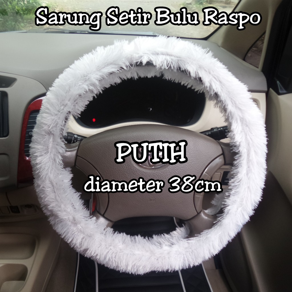 Cover Setir - Sarung Setir Mobil Motif Raspo Putih Bulu
