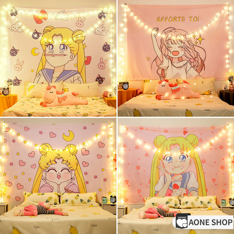 Sailor Moon Cardboard Pattern Bed Spread Decoration Wall Decoration Bath Towel Room Decoration Girl Cartoon Style Shopee Indonesia