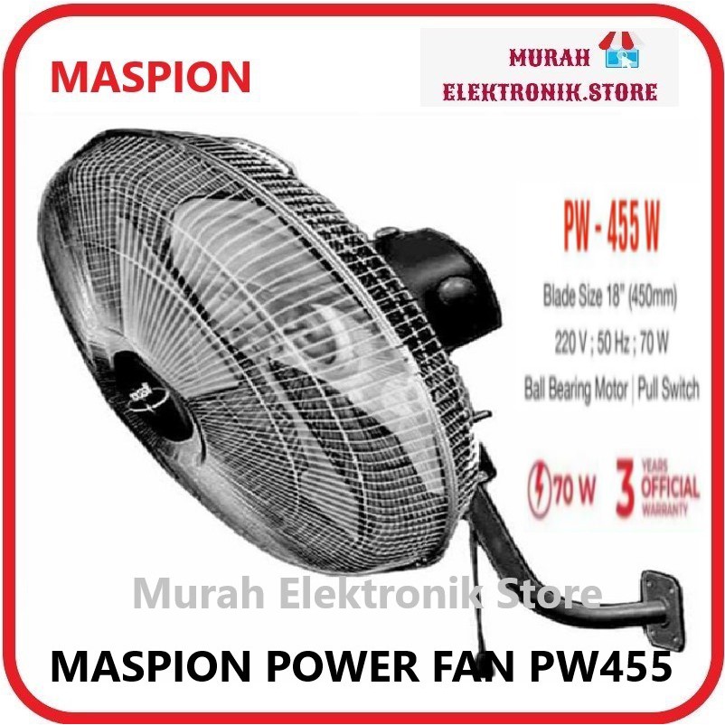 MASPION Kipas Angin PW 455 W / PW455W BESI POWER FAN 18 Inch