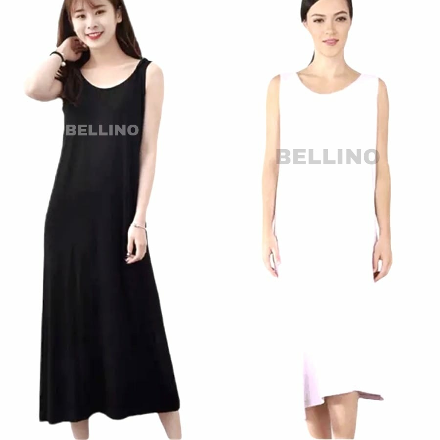 Inner Kaos Oblong Wanita Manset Lekbong Panjang Dalaman Gamis Dress Longdress Wanita Muat Jumbo Super Soft Premium Singlet Tanktop Terusan Panjang Tanpa Lengan Lekbong Bahan Adem Muat Besar