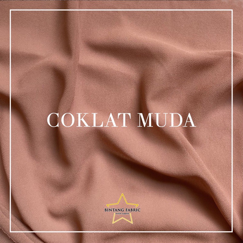 Bahan Kain Ceruti Ceruty Baby doll Premium 1/2 meter-Coklat Muda