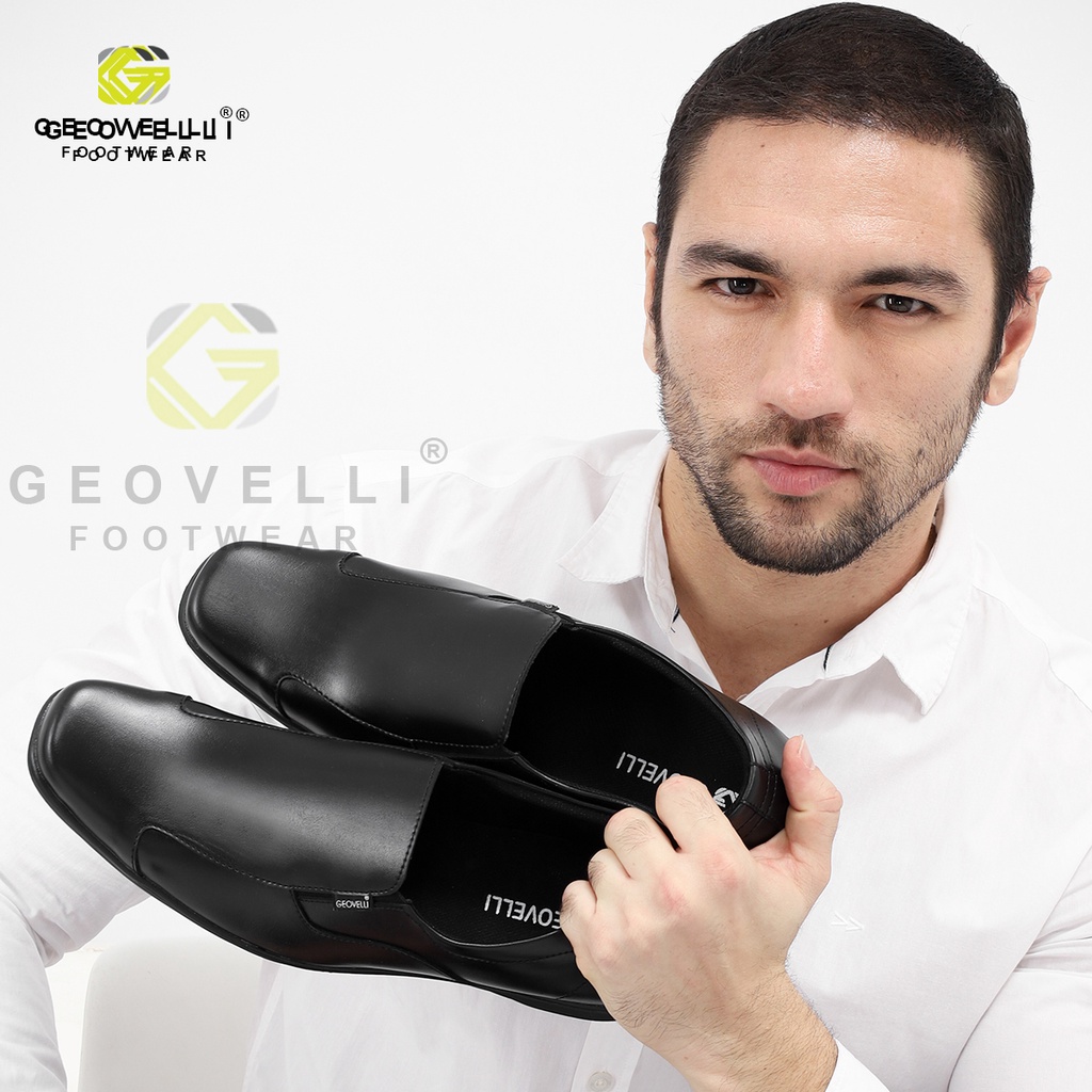 GEOVELLI - SEPATU PANTOFEL KULIT KEREN KERJA KANTOR PRIA COWOK DINAS RESMI FORMAL KULIT SWEDIAN