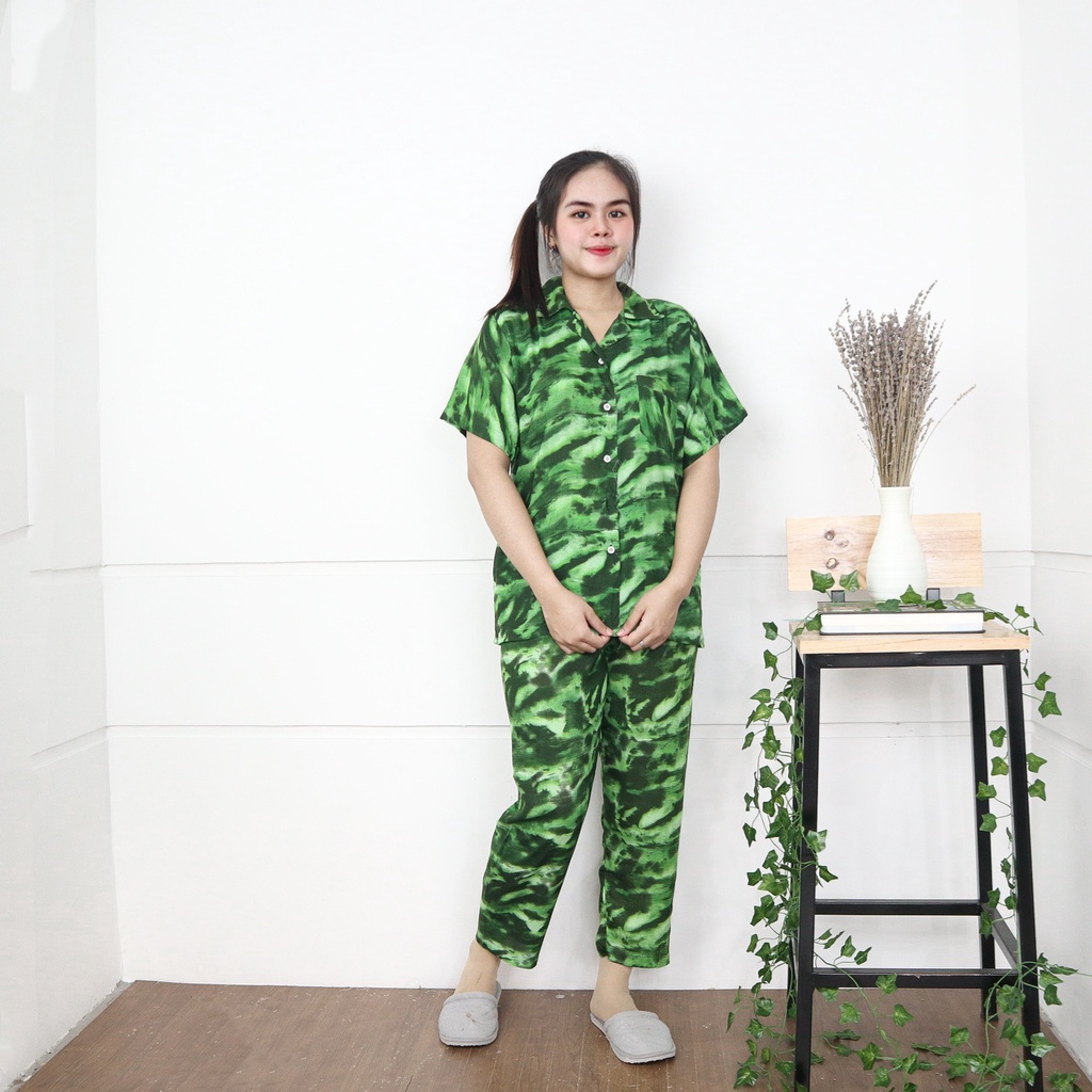 IZANY Piyama CP allsize One Set Rayon Import / Daily Set / Tie dye-TIEDYE GREEN
