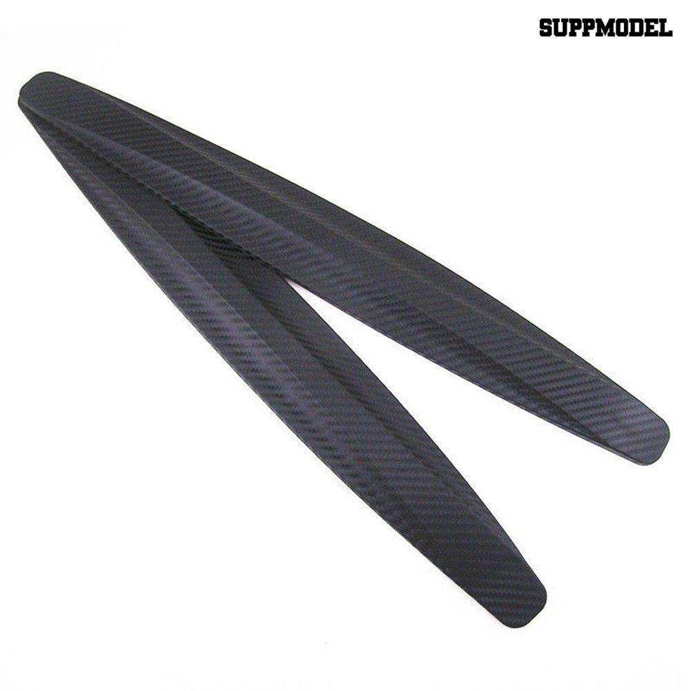 Supmodel 2pcs Strip Pelindung Pinggiran Bumper Mobil Suv Tekstur Carbon Fiber Anti Gores