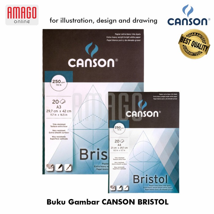 Buku CANSON Bristol A4 - 20 sheets - 250 gsm - Pad - 200457120