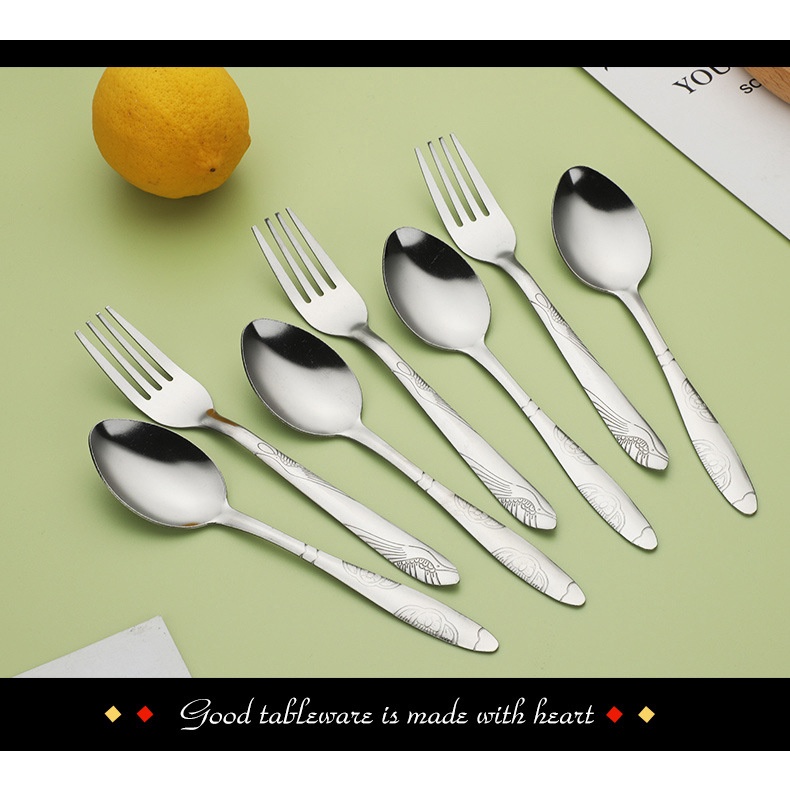 8Pcs Fork Spoon Dinnerware Travel Cutlery Set Portable Tableware Set