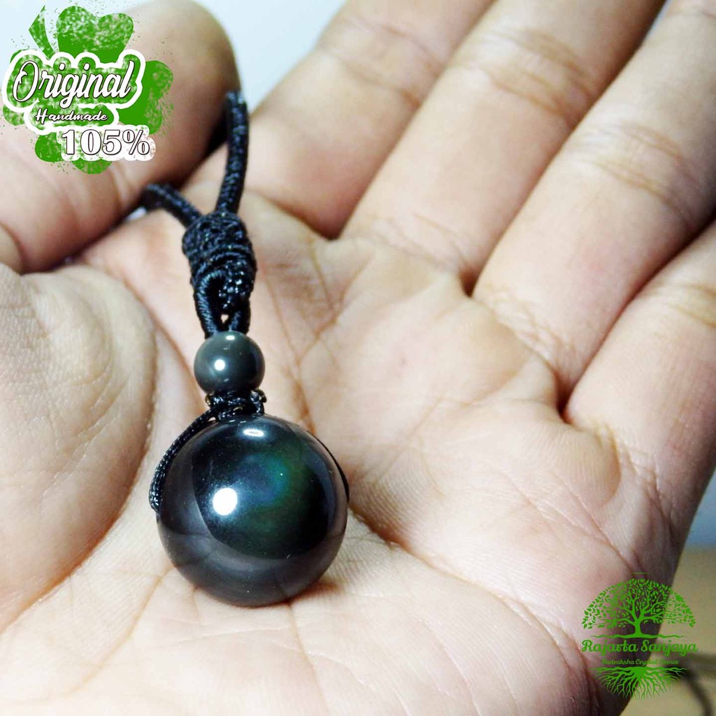 Kalung Liontin Batu Black Rainbow