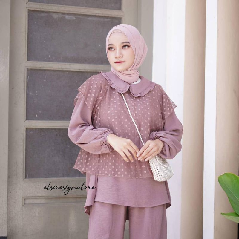 READY Stevi set mauve ori by elsire set tulle
