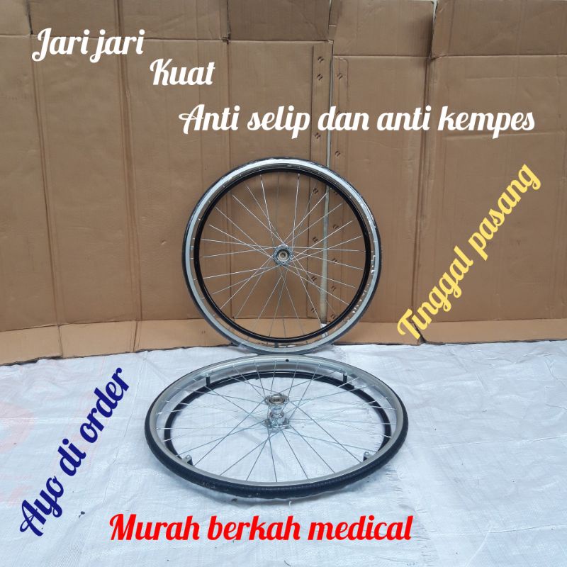 Velg + ban mati kursi roda ukuran 24 diameter velg 55 cm tinggal pasang super murah