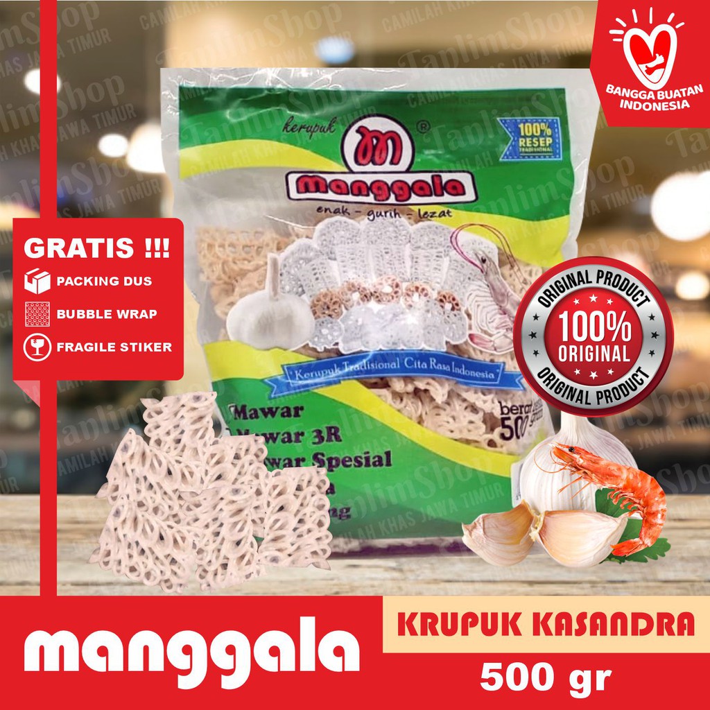 Krupuk / Kerupuk Udang Bawang Mawar Jaring Kasandra 500gr - Krupuk Manggala