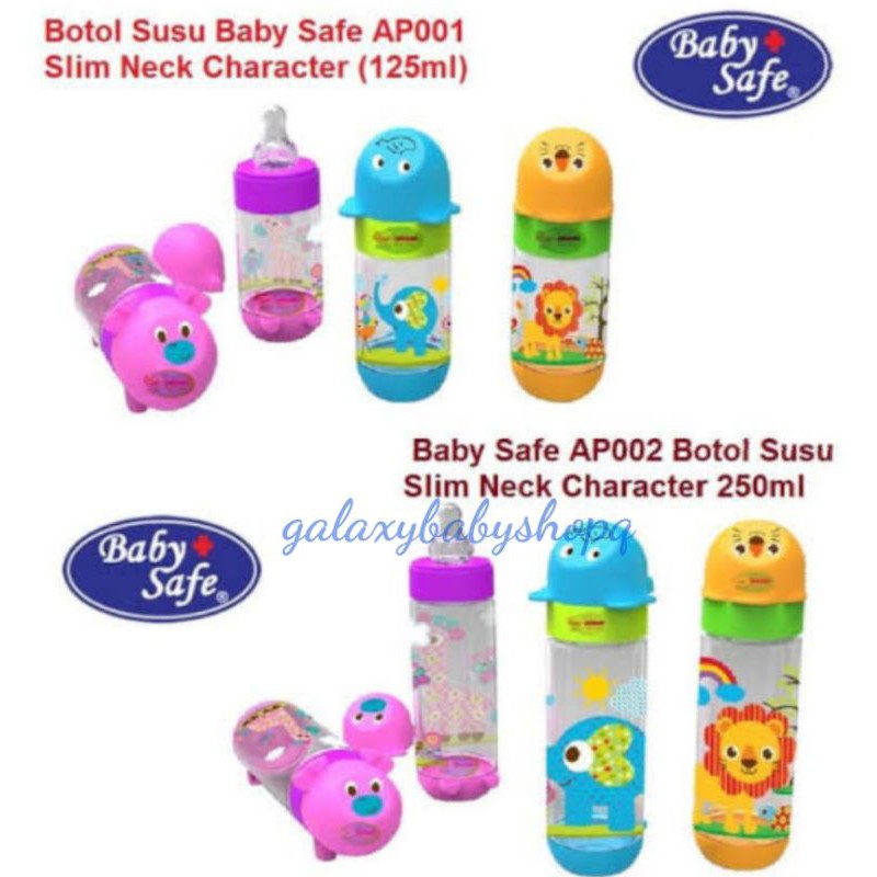 Baby safe botle slim neck character 125ml, 250ml